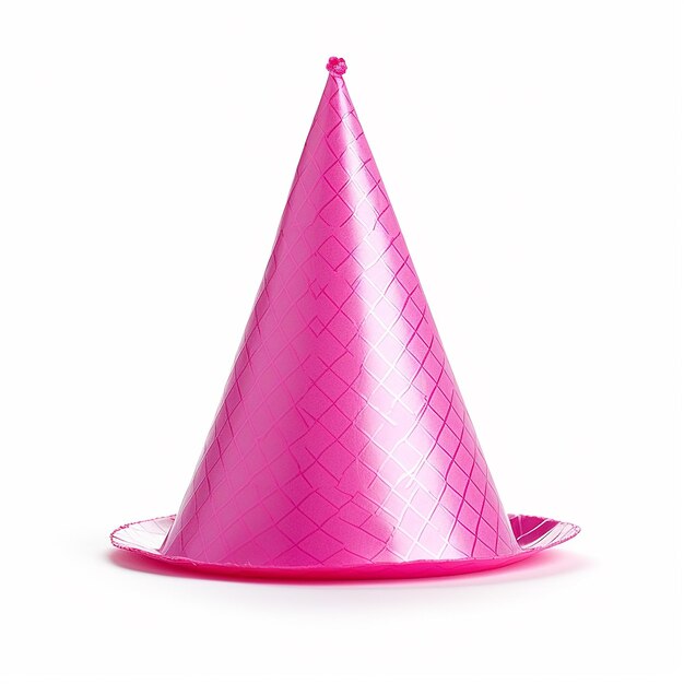 Pink Birthday Hat Isolated on Clear White Background