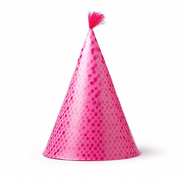 Pink Birthday Hat Isolated on Clear White