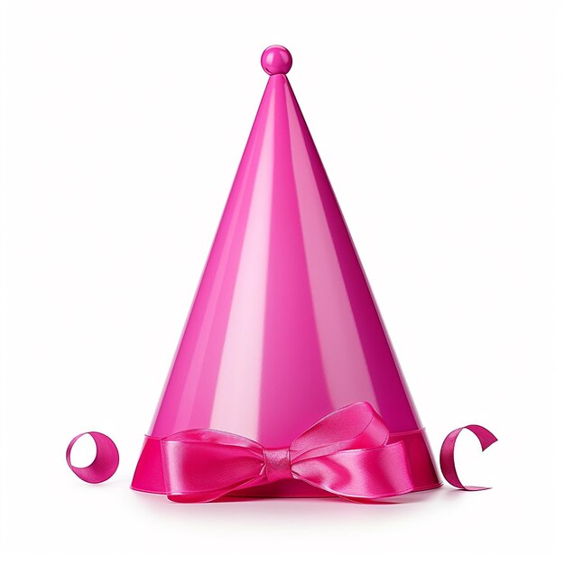 Фото Розовая шляпа на день рождения, изолированная на чистом белом