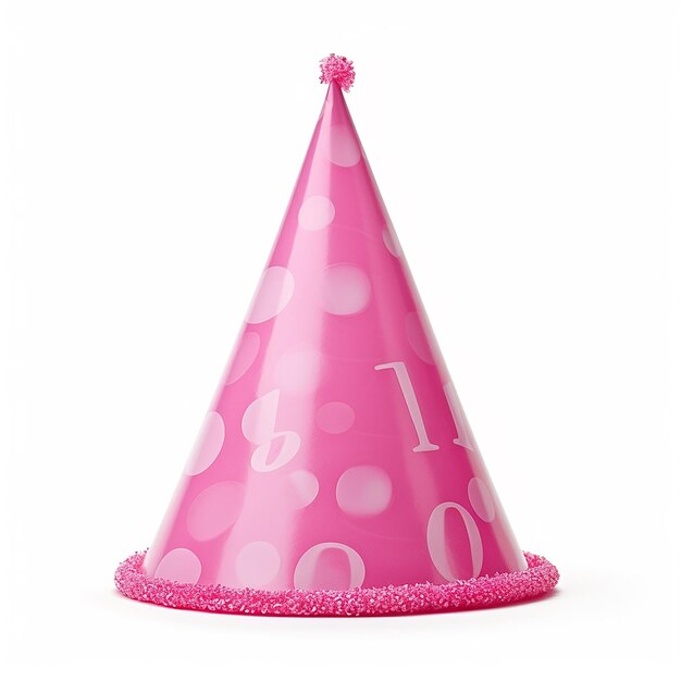 Pink Birthday Hat Isolated on White Background