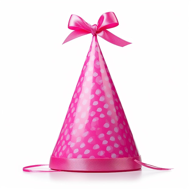 Pink Birthday Hat Isolated on White