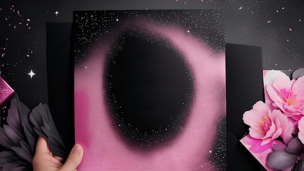 pink and black abstract background with space for text 3d illustration