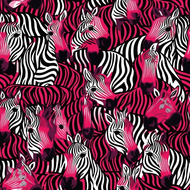 A pink and black background with zebras and a diamond on the bottom.