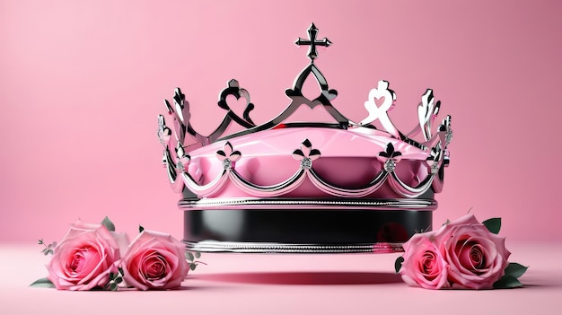 Pink and Black Crown With Pink Roses
