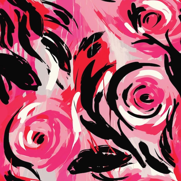 Photo a pink and black floral background with a pink flower.