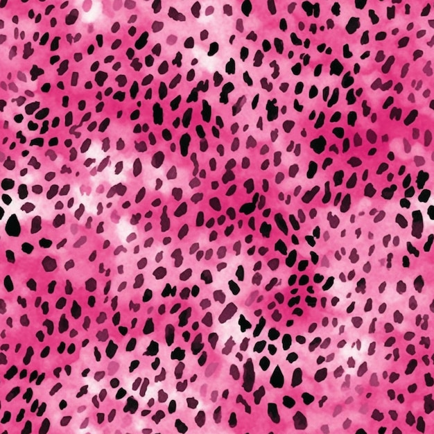 a pink and black leopard print fabric with black spots generative ai