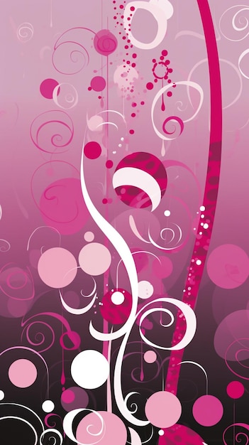 A pink and black poster with a swirly design and the word love on it.