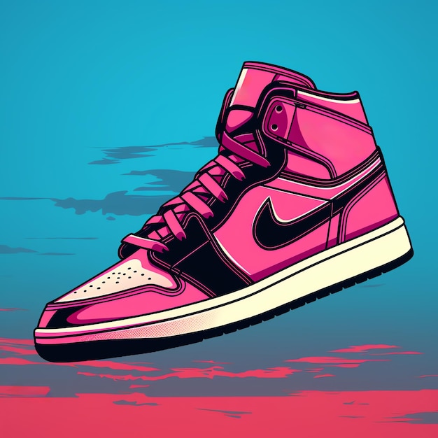 a pink and black shoe