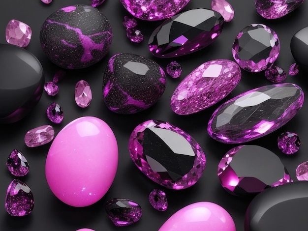 Pink and black stones background