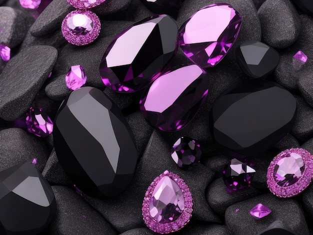 Pink and black stones background