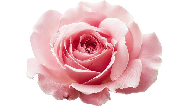 The pink bloom of a rose isolated