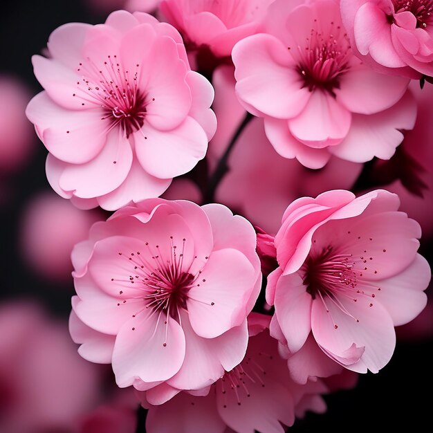 ピンクの花の背景に美しい大きな花がある