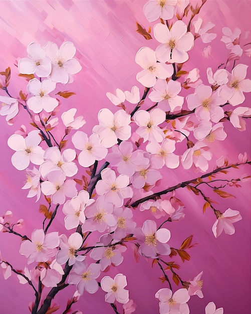 Pink Blossoms in Front of a Pink Backdrop