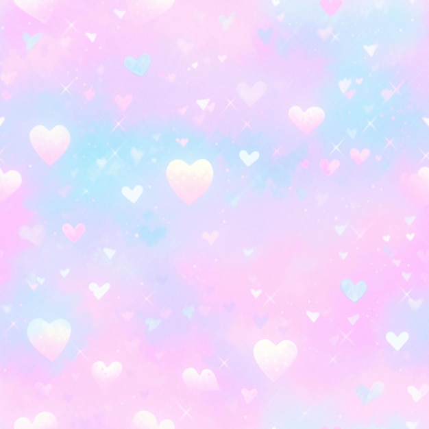 Photo a pink and blue background with hearts and stars generative ai