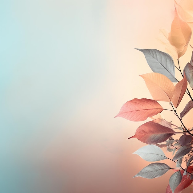 a pink and blue background with a pink and white plant and pink flowers