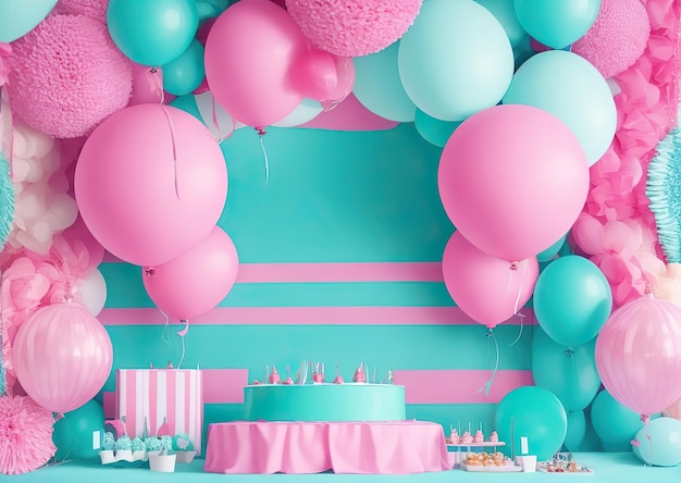 Photo pink and blue balloons background