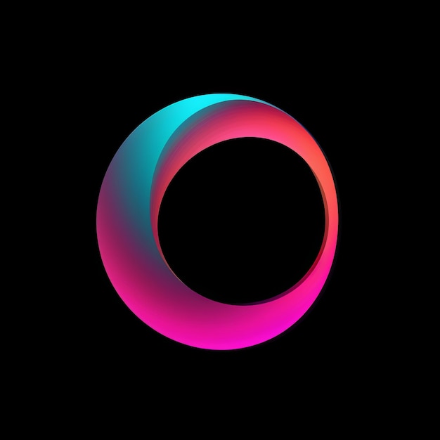 a pink and blue circle on a black background