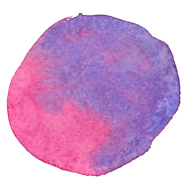 A pink and blue circle is painted with a purple circle.