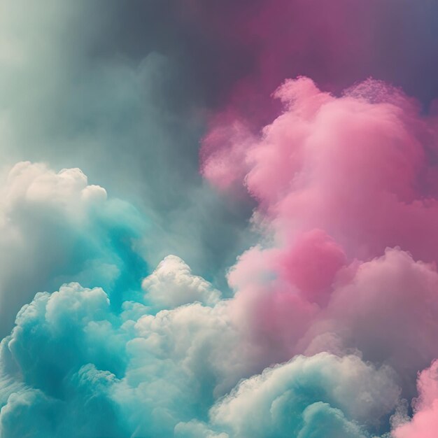 Pink blue clouds in the sky stage fluffy wadding candy dream fantasy soft background