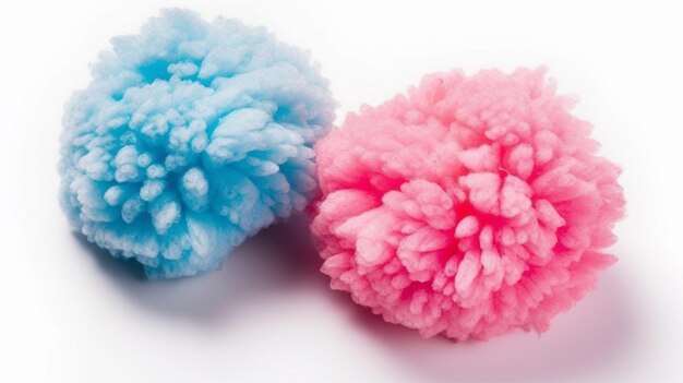 Pink and blue cotton candy clumps isolated