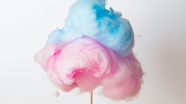 Pink and blue cotton candy on white background Generative Ai