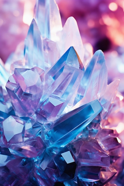 Pink and blue crystals for background