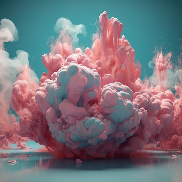 A pink and blue explosion is shown in this image.