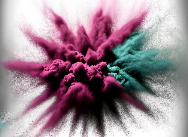 A pink and blue explosion in a white background