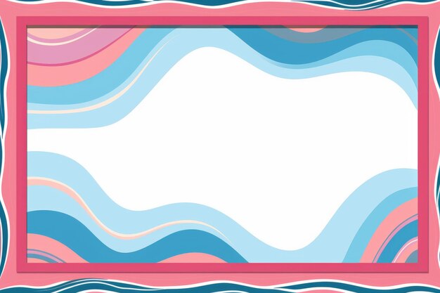 a pink and blue frame with waves on it