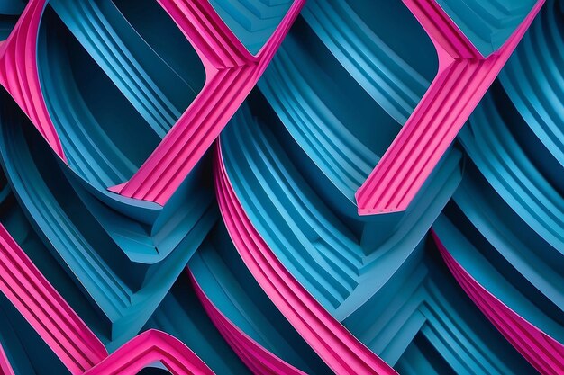 Photo pink and blue illuminated corrugated shapes geometric abstract background