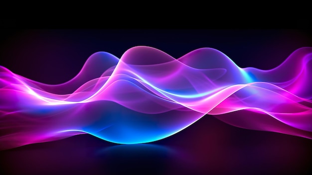 Pink and Blue light neon waves on black background