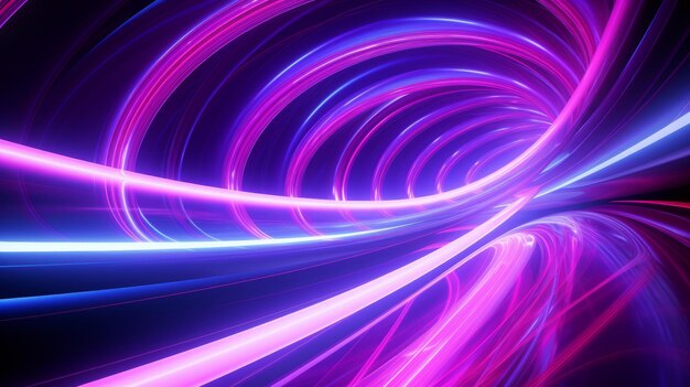Pink and blue lines on a dark background gradient flowing wave lines futuristic poster template