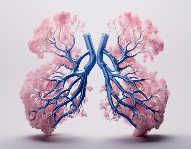 Photo pink and blue lung images generative ai