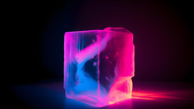 Pink and Blue Neon Gypsum Cube