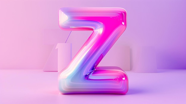 Foto una lettera neon rosa e blu z è mostrata su uno sfondo rosa e blu 3d rendering lettera z in stile 3d