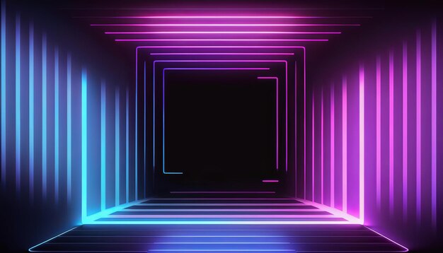 Photo pink and blue neon lines background