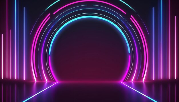 Photo pink and blue neon lines background