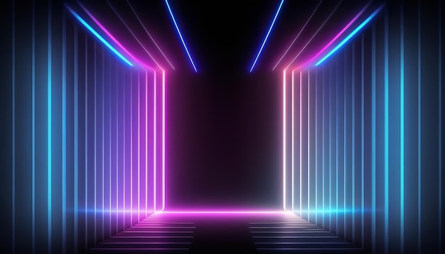 Pink and blue neon lines background