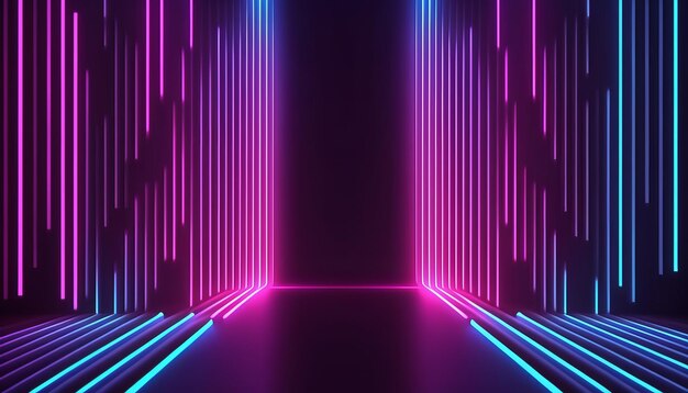 Photo pink and blue neon lines background