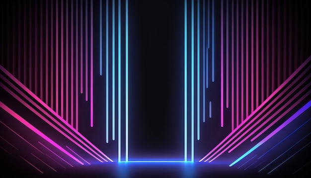 Pink and blue neon lines background