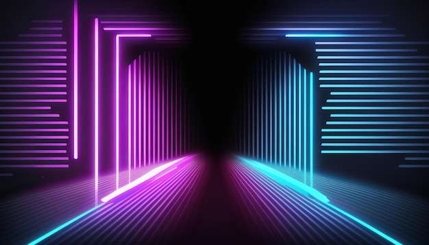 Pink and blue neon lines background