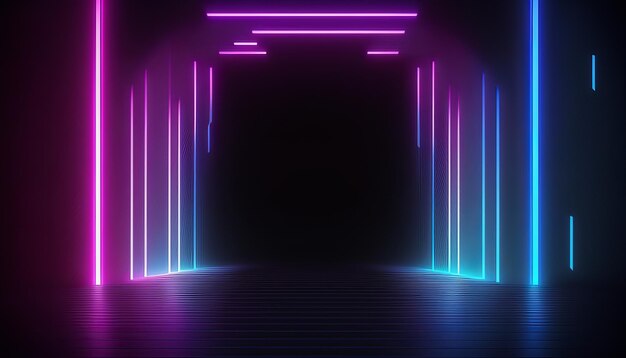 Photo pink and blue neon lines background