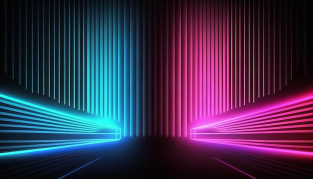 Pink and blue neon lines background