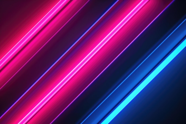 Pink and blue neon lines on black background