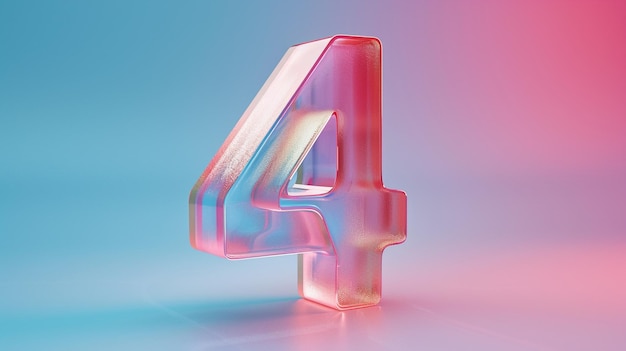 Photo a pink and blue number four on a blue background generative ai