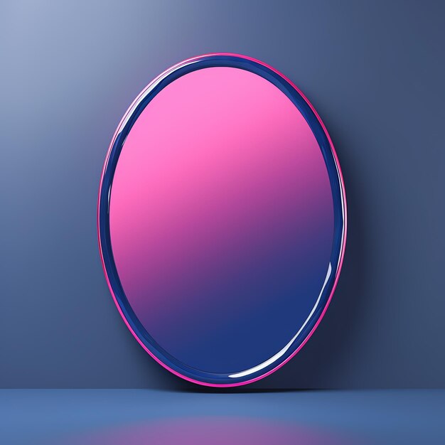 Photo a pink and blue oval mirror