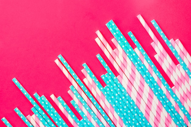 Pink and blue paper straws