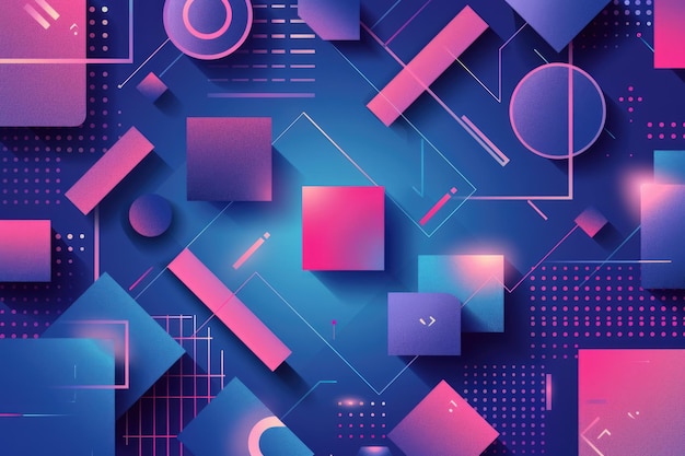 Pink and blue paper with geometric background