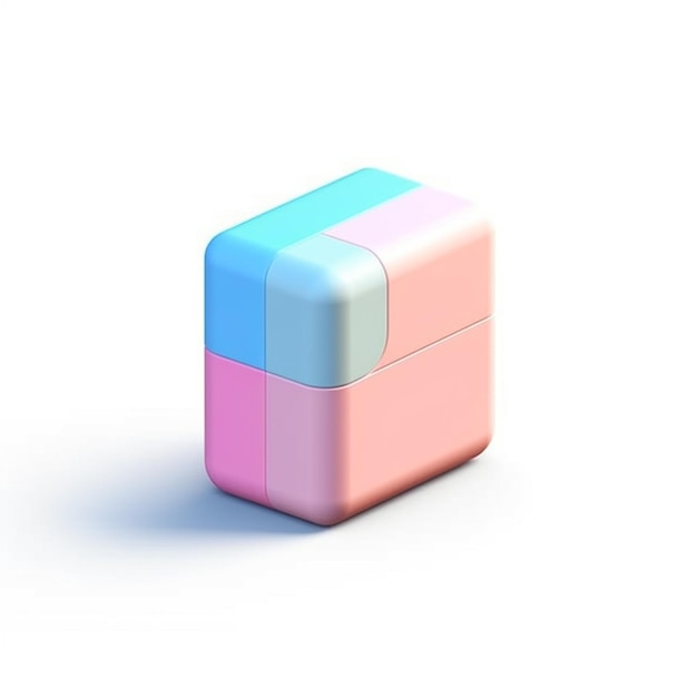 Photo a pink, blue and pink cube with the word 