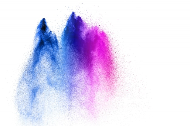 Photo pink blue powder explosion